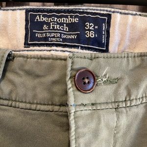 A&F Signature Stretch Twill Super Skinny Chino Green 32 X 36